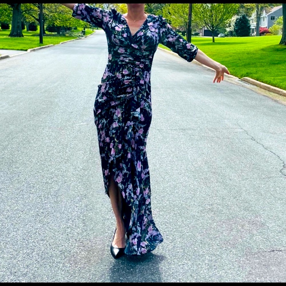 Shoshanna Floral Dress - Purple and Pink
